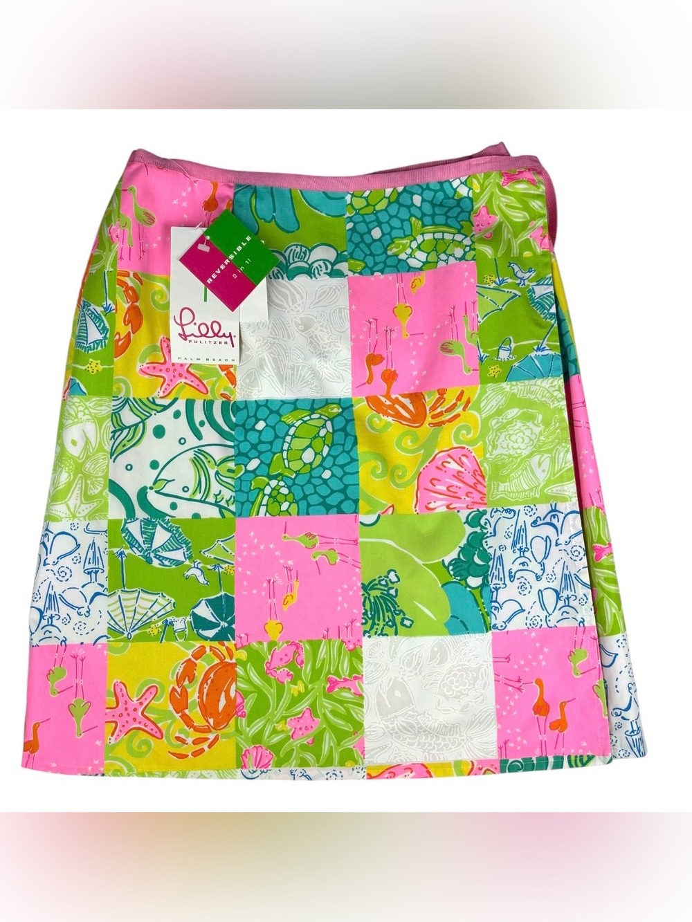 NEW Lilly Pulitzer Patchwork Skirt Reversible Women’s 8 Beach Resort Colorful